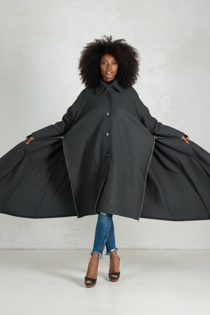 Grey Wool Women Coat FEDERICA EugFashion 