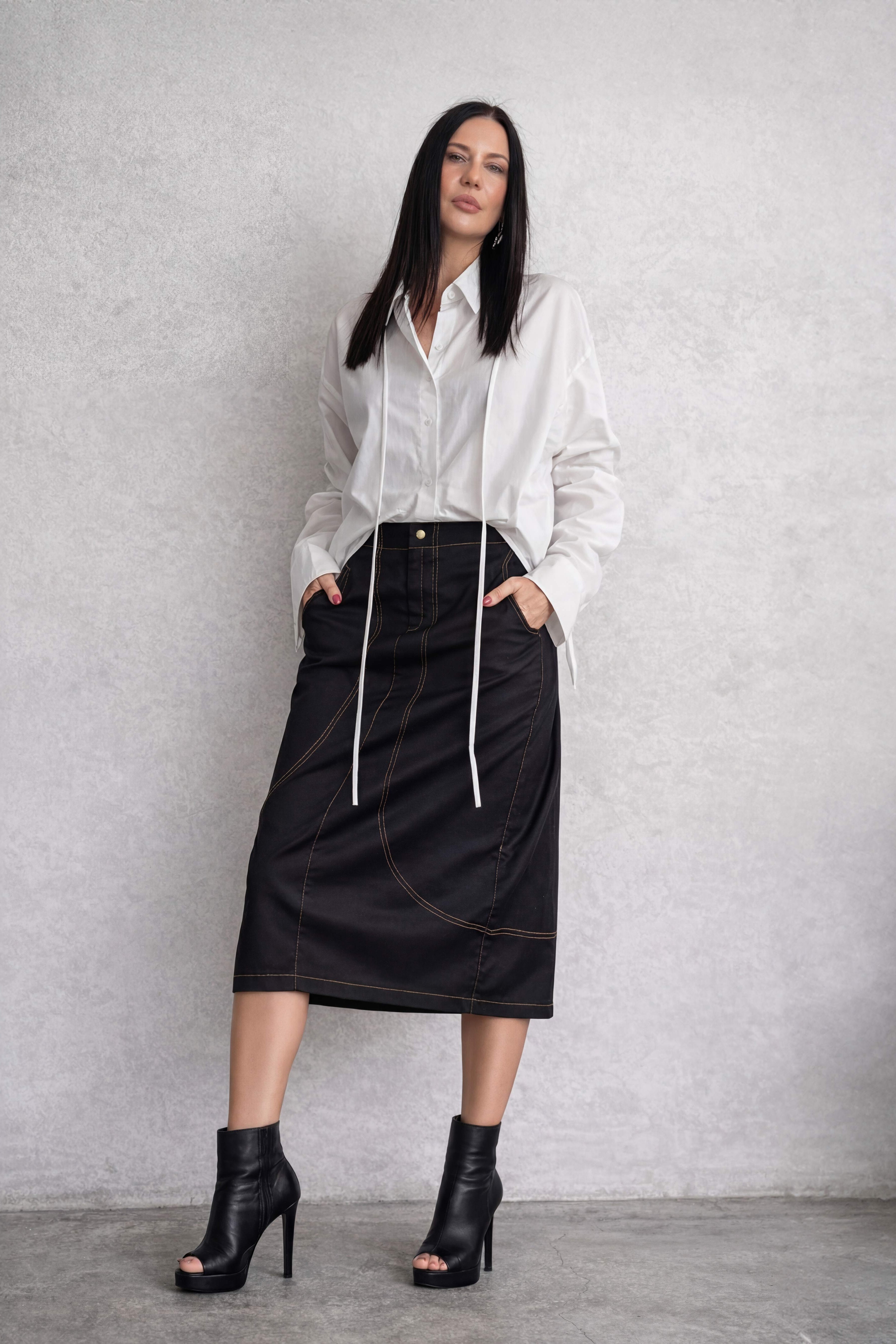 woman denim skirt
