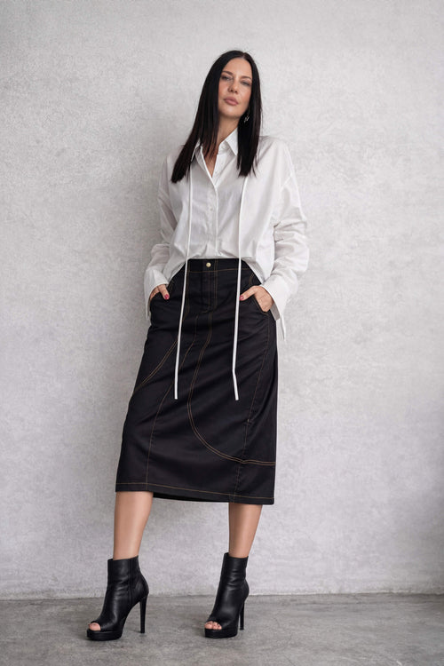woman denim skirt