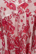 Close-up of red floral patterned fabric