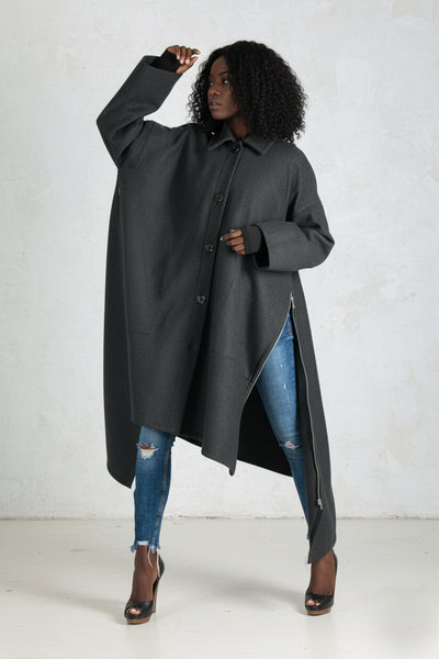 Grey Wool Women Coat FEDERICA EugFashion 