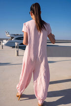 loose-fit-woman-linen-jumpsuit #baby-pink