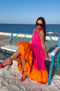 woman-pink-orange-dress #hot-pink