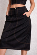 woman denim black skirt