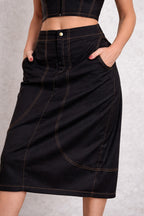 woman denim black skirt