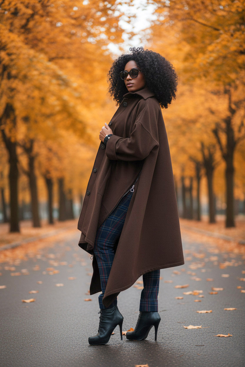 Brown Women Maxi Coat FEDERICA EugFashion 