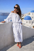 off shoulders linen jumpsuit #white