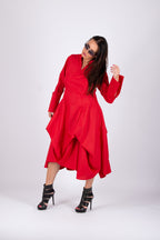 elegant cotton dress #red