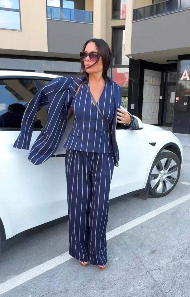 Women's Striped Three - Piece Suit YAMAS - EUG Fashion
