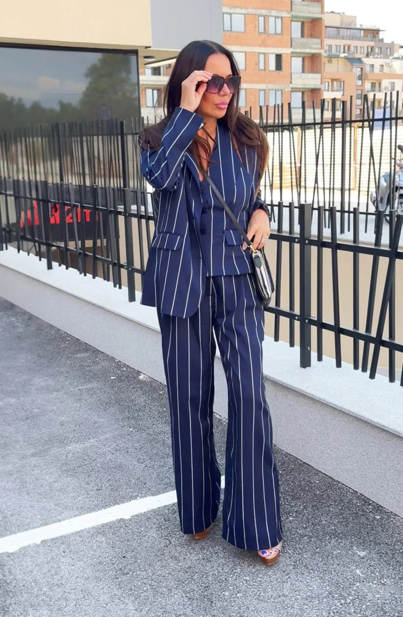 Women's Striped Three - Piece Suit YAMAS - EUG Fashion
