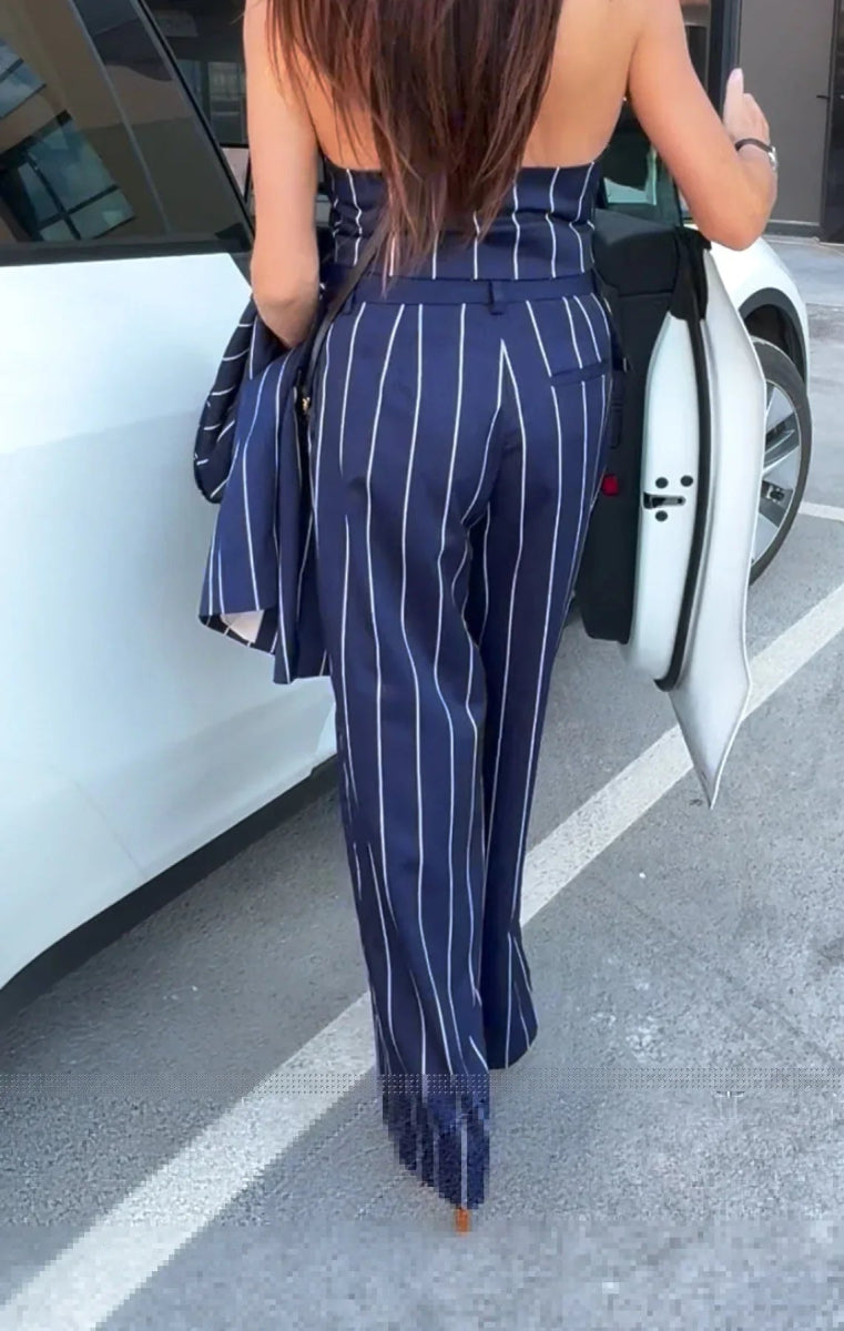 Women's Striped Three - Piece Suit YAMAS - EUG FASHION EugFashion 