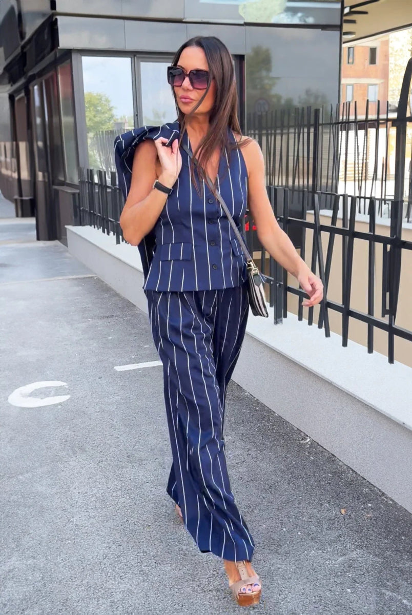 Women's Striped Waistcoat YAMAS - EUG Fashion