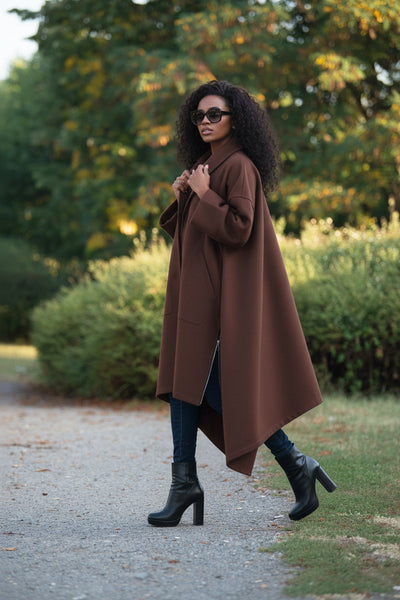 Brown Women Maxi Coat FEDERICA EugFashion 