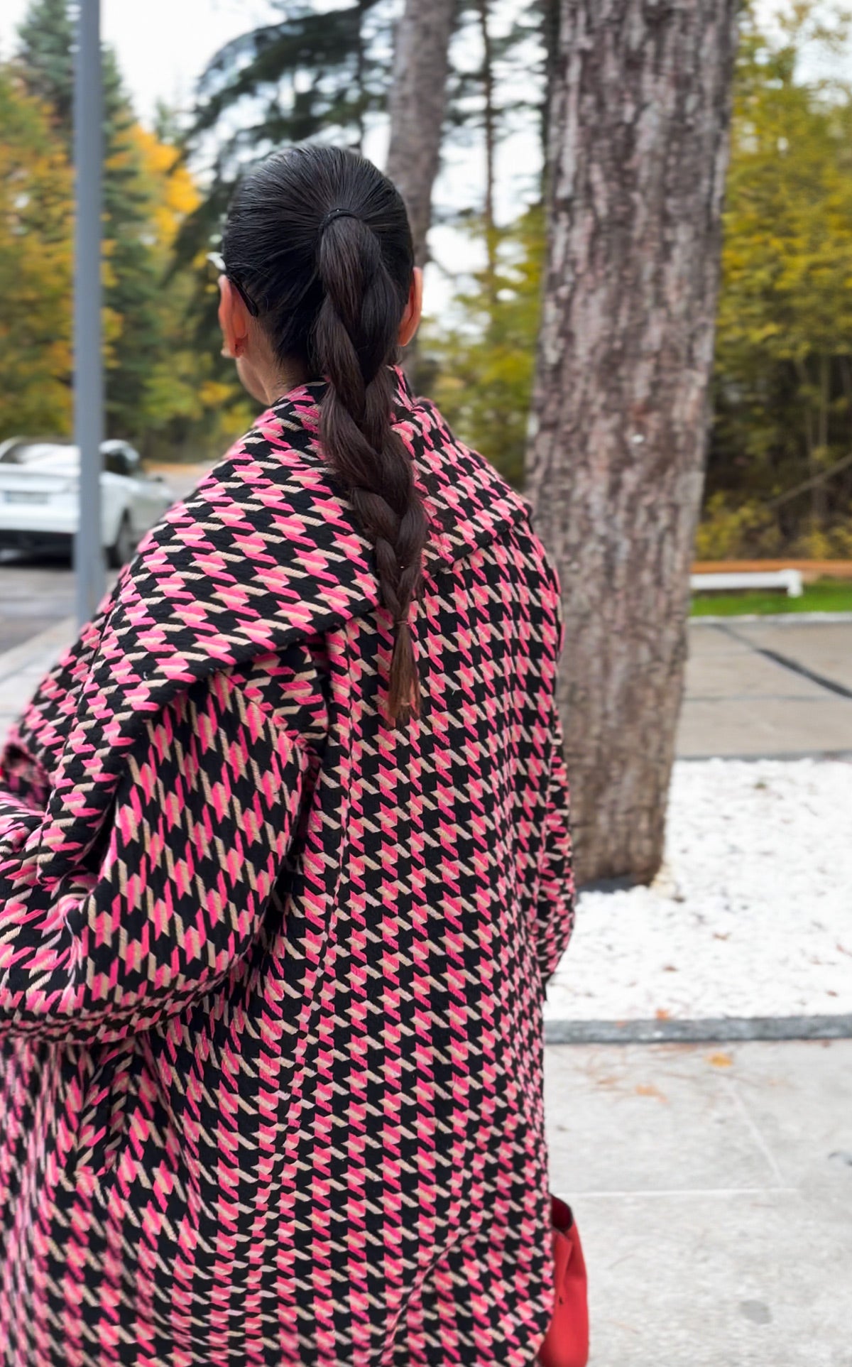 Pink Houndstooth Coat OFELIA EugFashion 