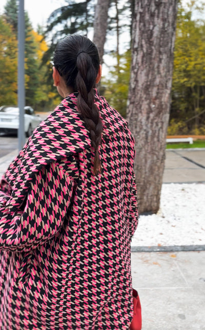 Pink Houndstooth Coat OFELIA EugFashion 