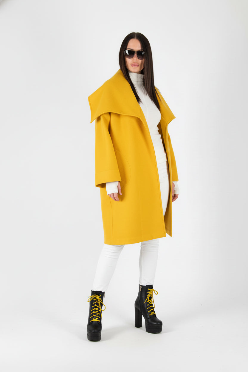 Yellow Elegant Wide Coat HELEN EugFashion 