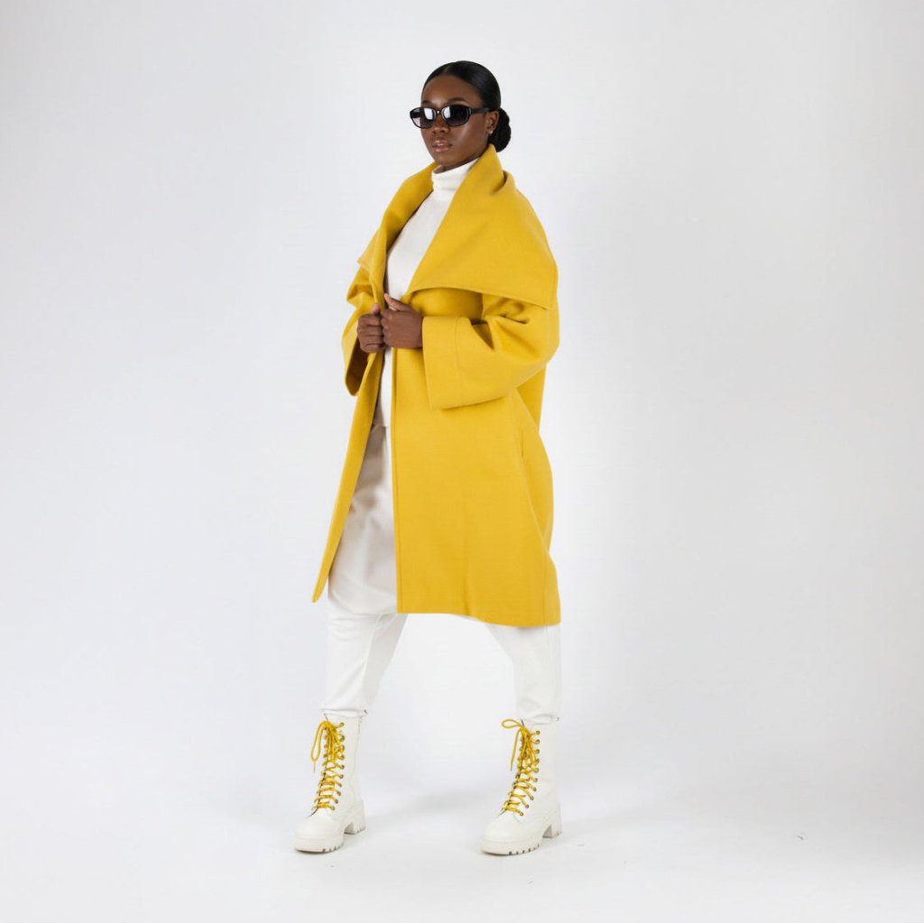 Yellow Elegant Wide Coat HELEN - EUG Fashion