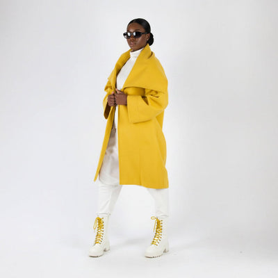 Yellow Elegant Wide Coat HELEN - EUG Fashion EugFashion 