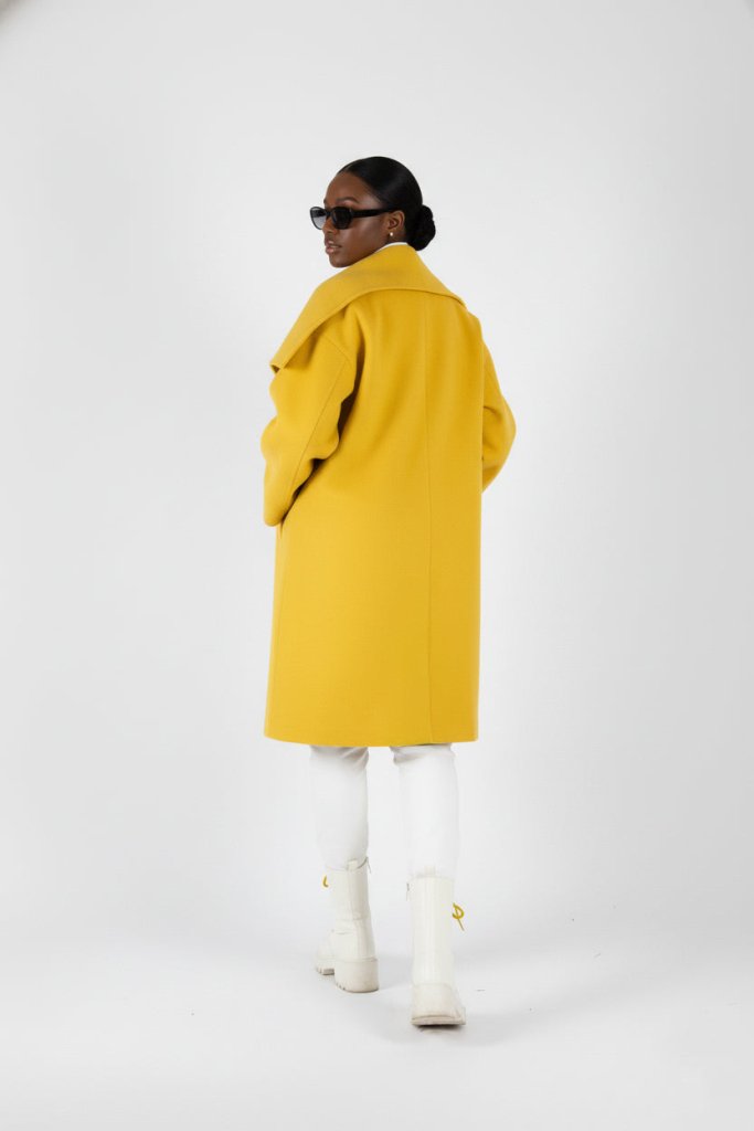 Yellow Elegant Wide Coat HELEN - EUG Fashion EugFashion 