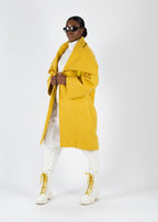 Yellow Elegant Wide Coat HELEN - EUG Fashion