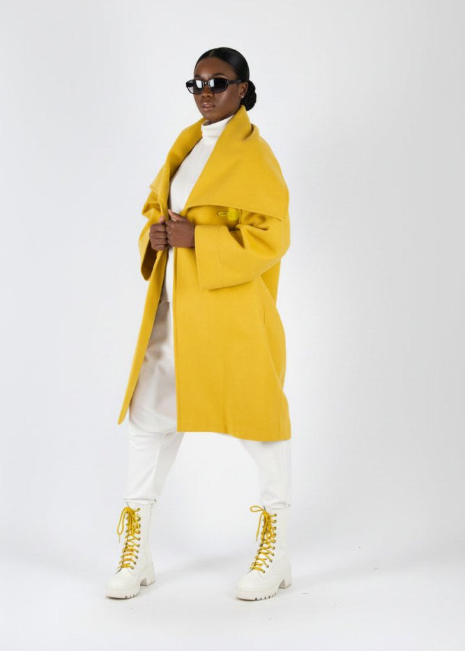 Yellow Elegant Wide Coat HELEN - EUG Fashion