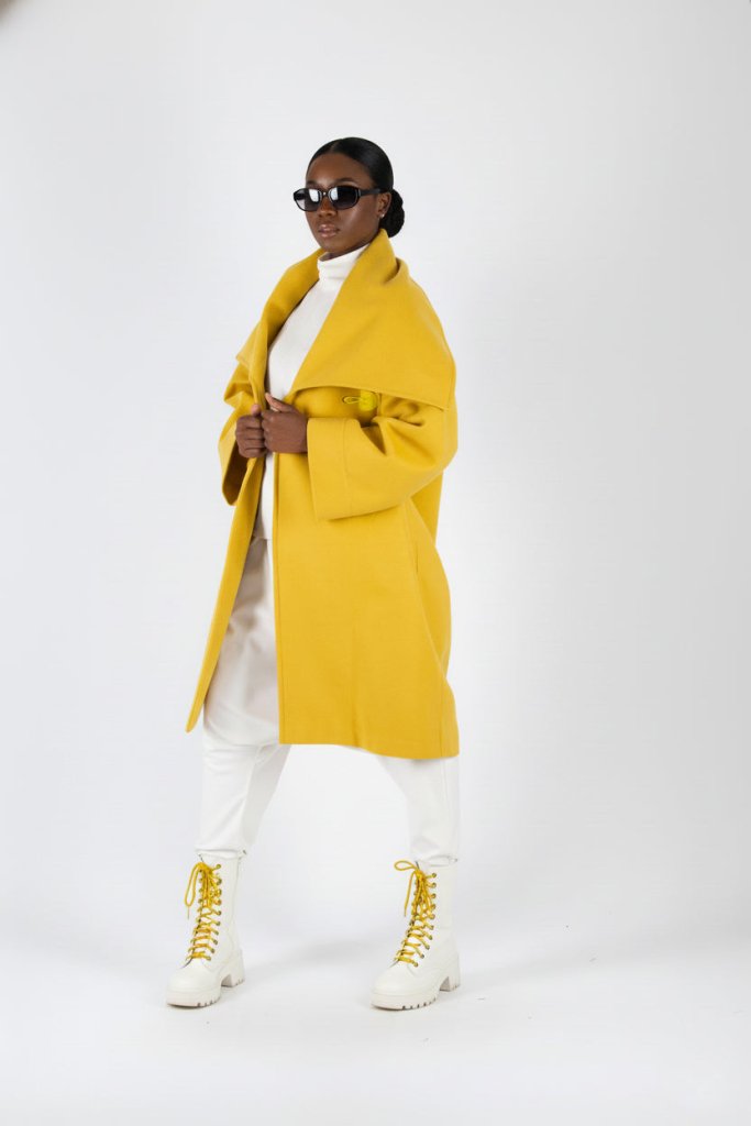 Yellow Elegant Wide Coat HELEN - EUG Fashion EugFashion 