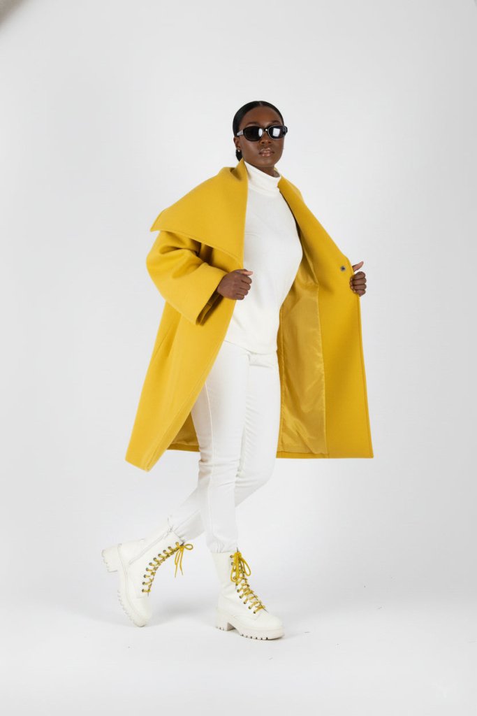 Yellow Elegant Wide Coat HELEN - EUG Fashion EugFashion 