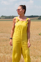 Linen sleeveless  jumpsuit #mustard