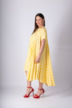 Yellow Polka Dot Maxi Dress KOSARA - EUG Fashion