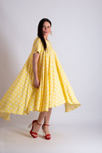 Yellow Polka Dot Maxi Dress KOSARA - EUG Fashion