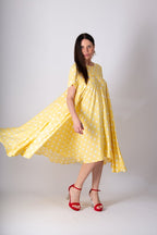 Yellow Polka Dot Maxi Dress KOSARA - EUG Fashion