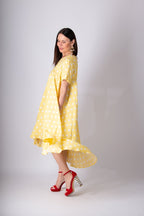 Yellow Polka Dot Maxi Dress KOSARA - EUG Fashion