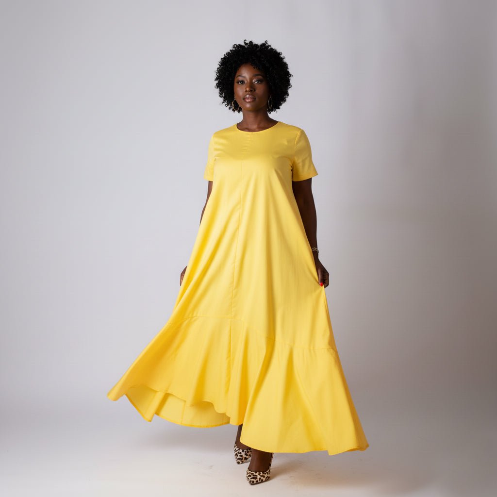 Yellow Summer Dress DIVA - EUG Fashion EugFashion 