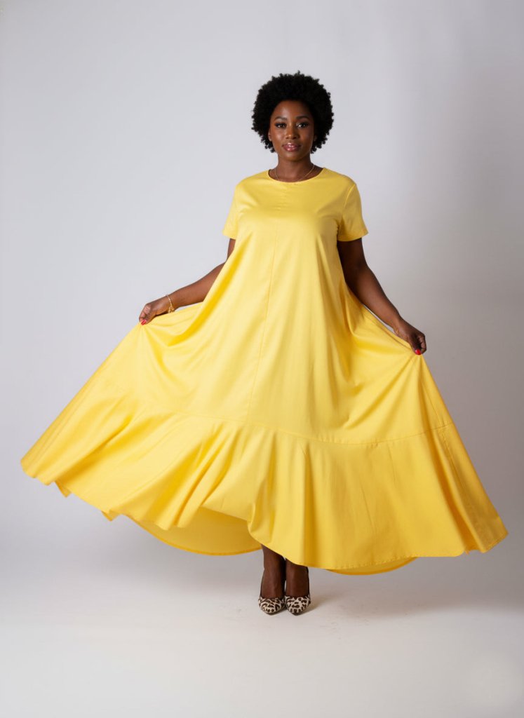 Yellow Summer Dress DIVA - EUG Fashion
