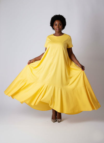 Yellow Summer Dress DIVA - EUG Fashion EugFashion 