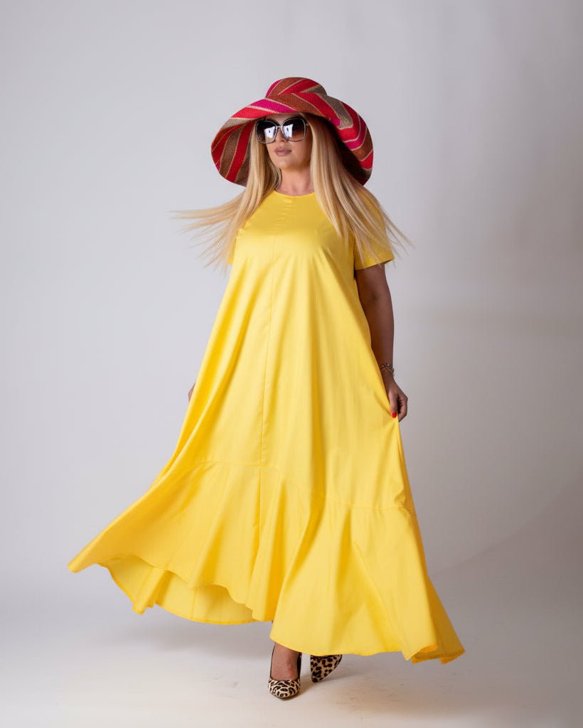 Yellow Summer Dress DIVA - EUG Fashion