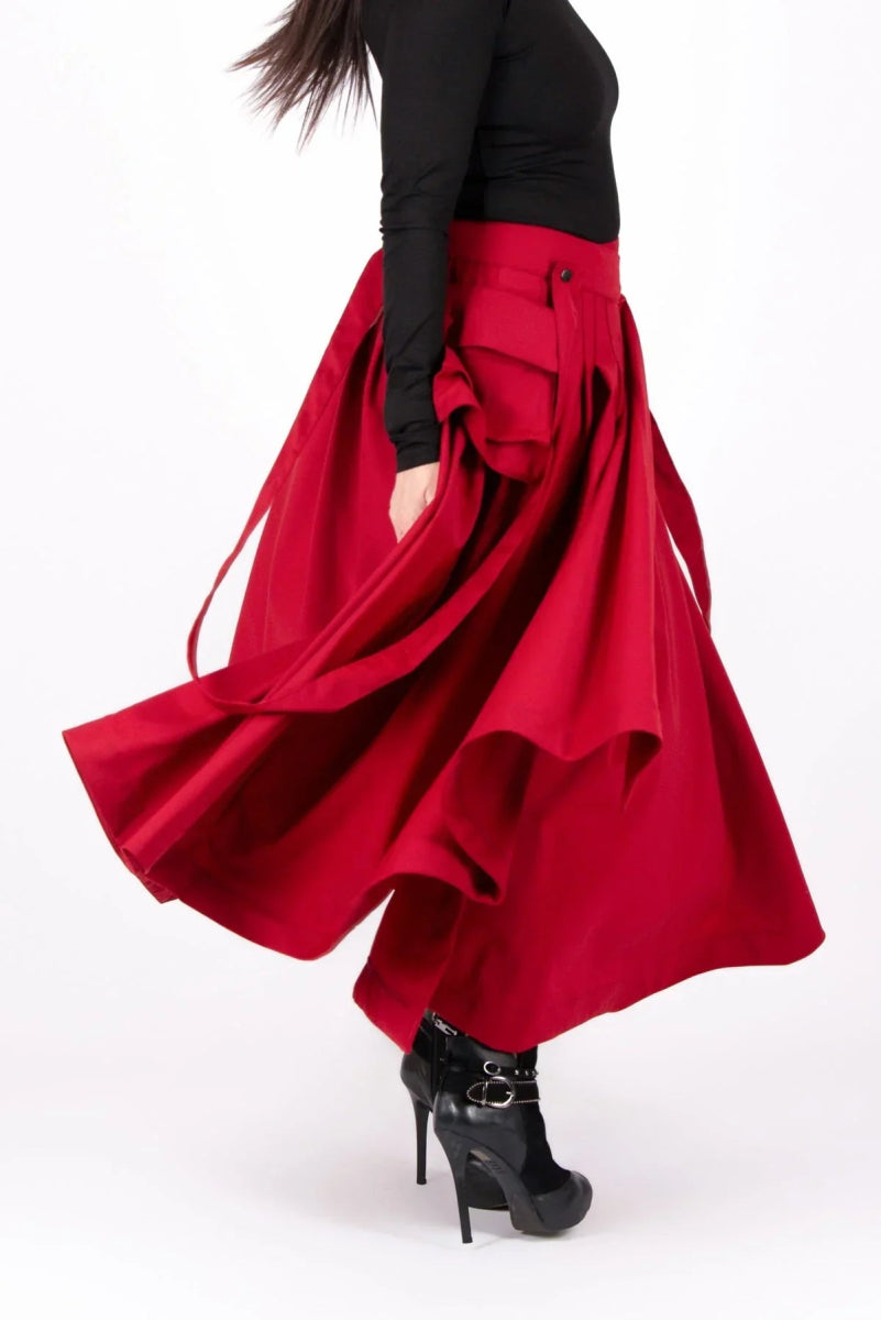 ZEFIRA Asymmetrical Long Red Skirt ON SALE - EUG Fashion EugFashion 