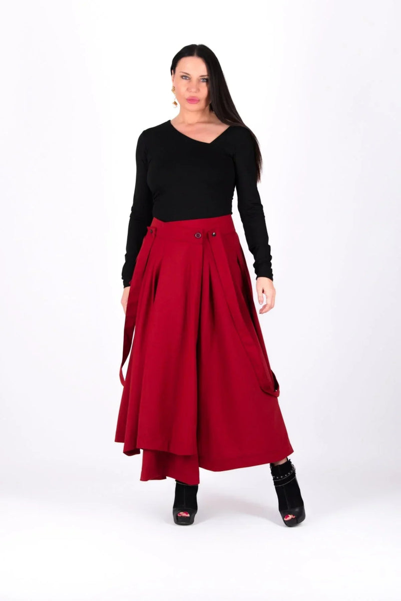 ZEFIRA Asymmetrical Long Red Skirt ON SALE - EUG Fashion EugFashion 