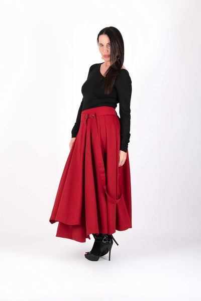 ZEFIRA Asymmetrical Long Red Skirt ON SALE - EUG Fashion EugFashion 