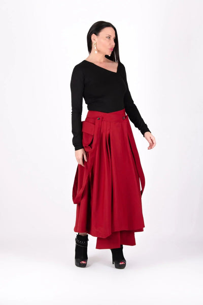 ZEFIRA Asymmetrical Long Red Skirt ON SALE - EUG Fashion EugFashion 