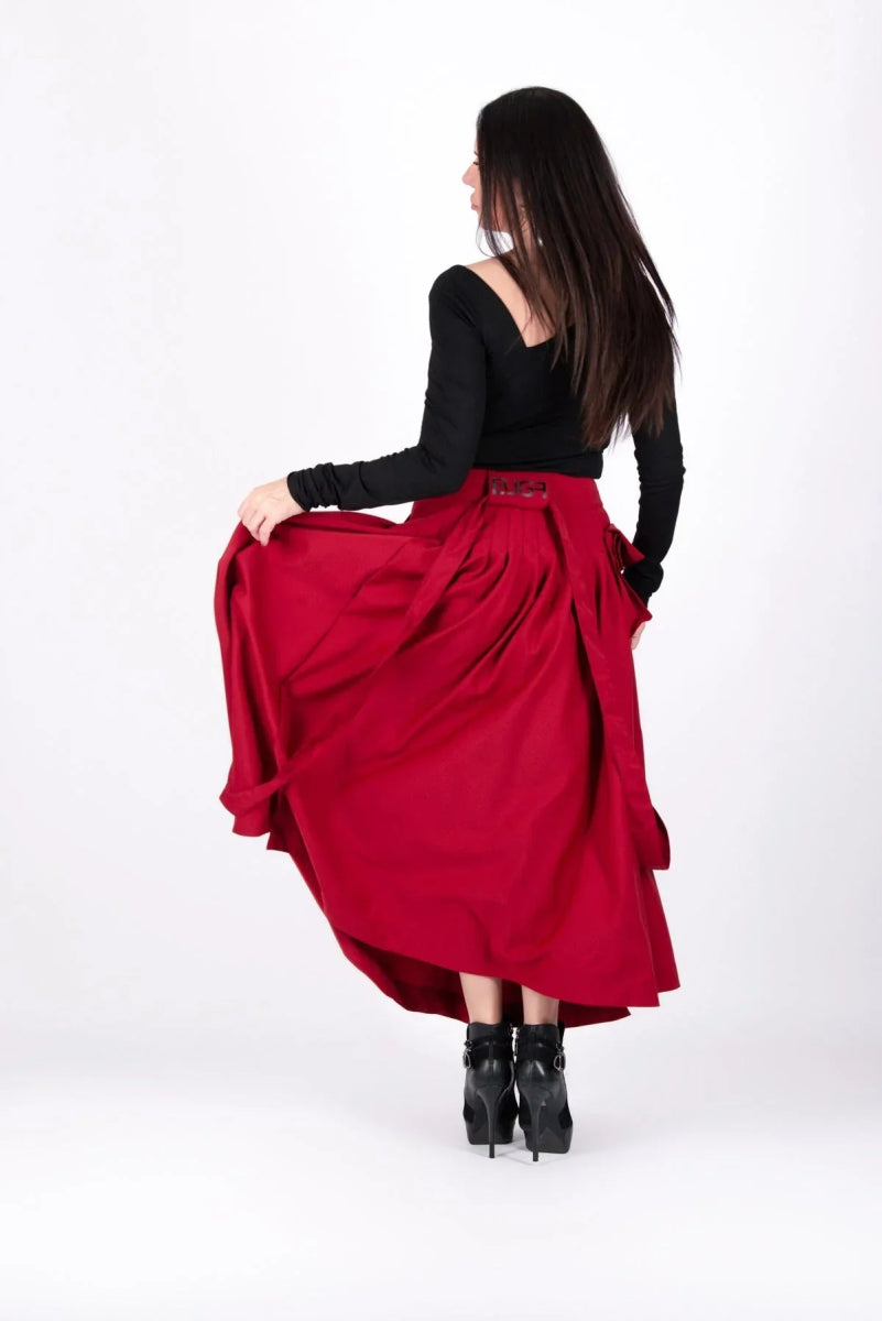 ZEFIRA Asymmetrical Long Red Skirt ON SALE - EUG Fashion EugFashion 