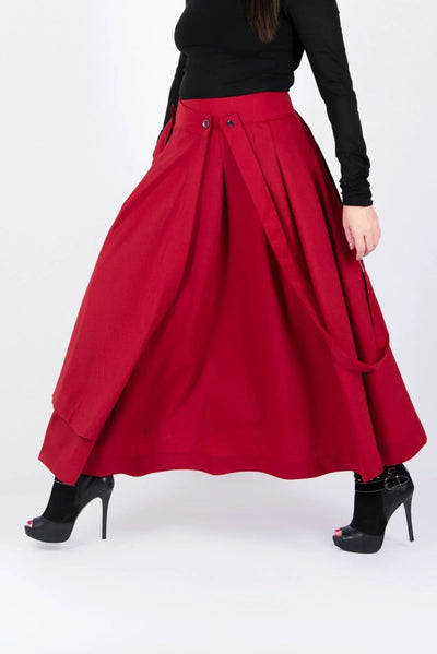 ZEFIRA Asymmetrical Long Red Skirt ON SALE - EUG Fashion EugFashion 