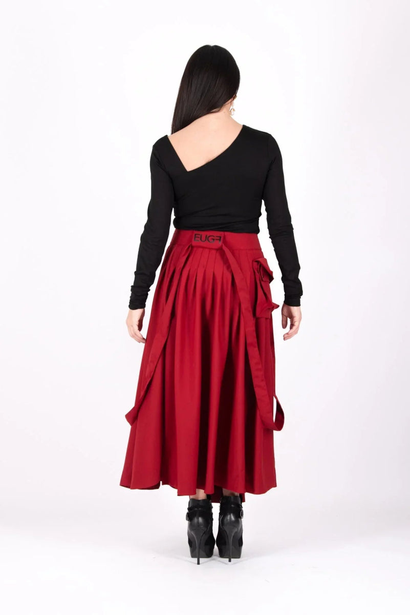 ZEFIRA Asymmetrical Long Red Skirt ON SALE - EUG Fashion EugFashion 