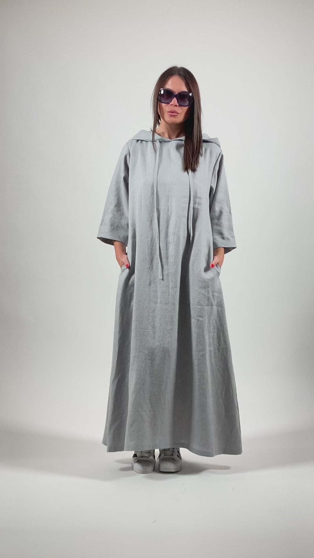 Linen Hooded Dress EugFashion 