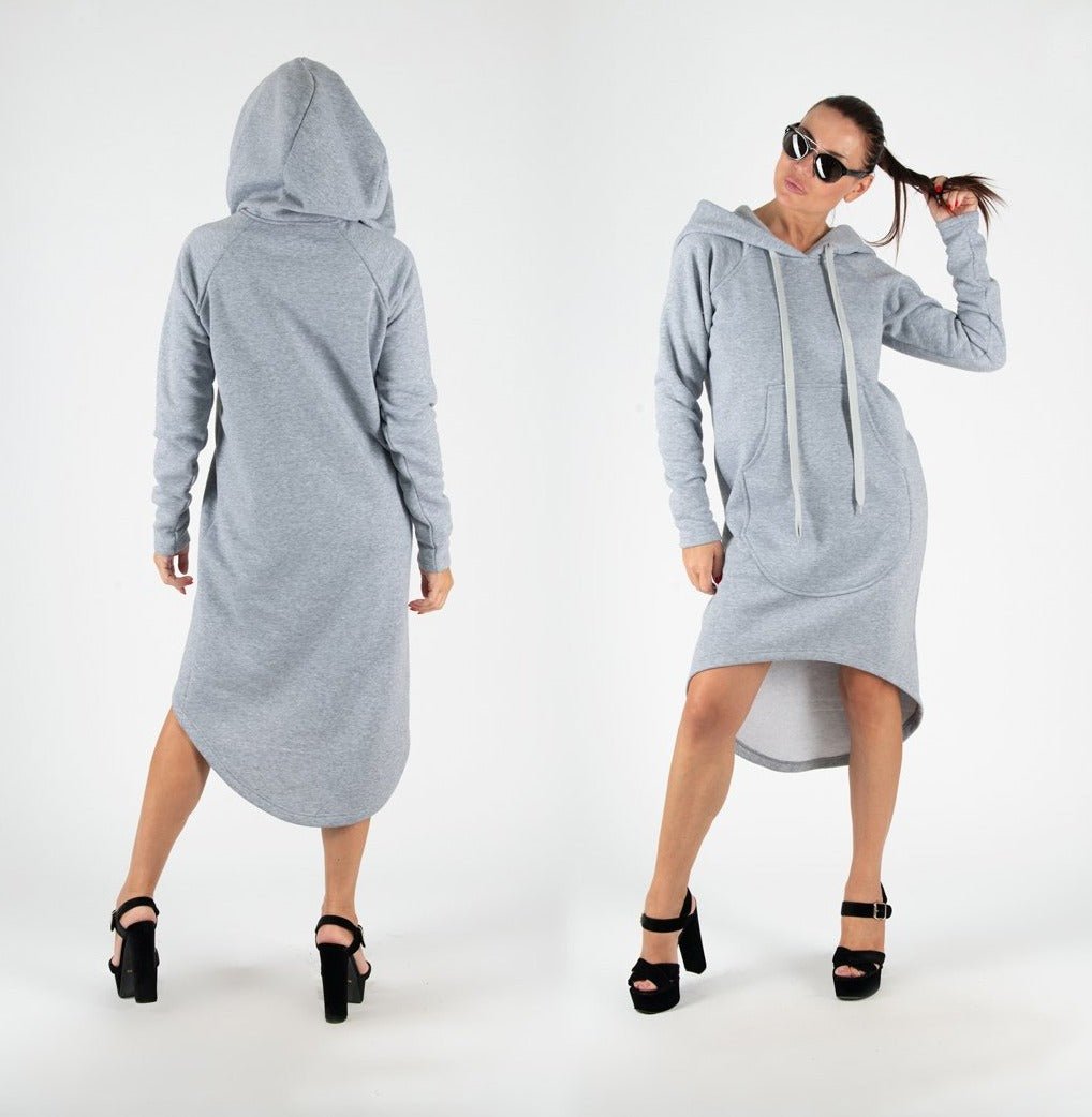 Asymmetric Hooded Dress TAYLOR - EUG FASHION EugFashion 