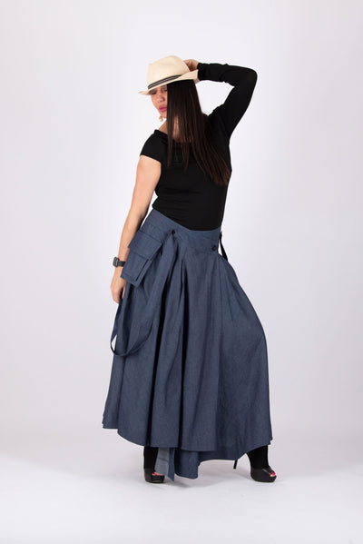 Asymmetrical Long Jeans Skirt Zefira - EUG FASHION EugFashion 
