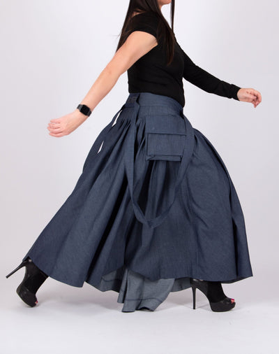 Asymmetrical Long Jeans Skirt Zefira - EUG FASHION EugFashion 