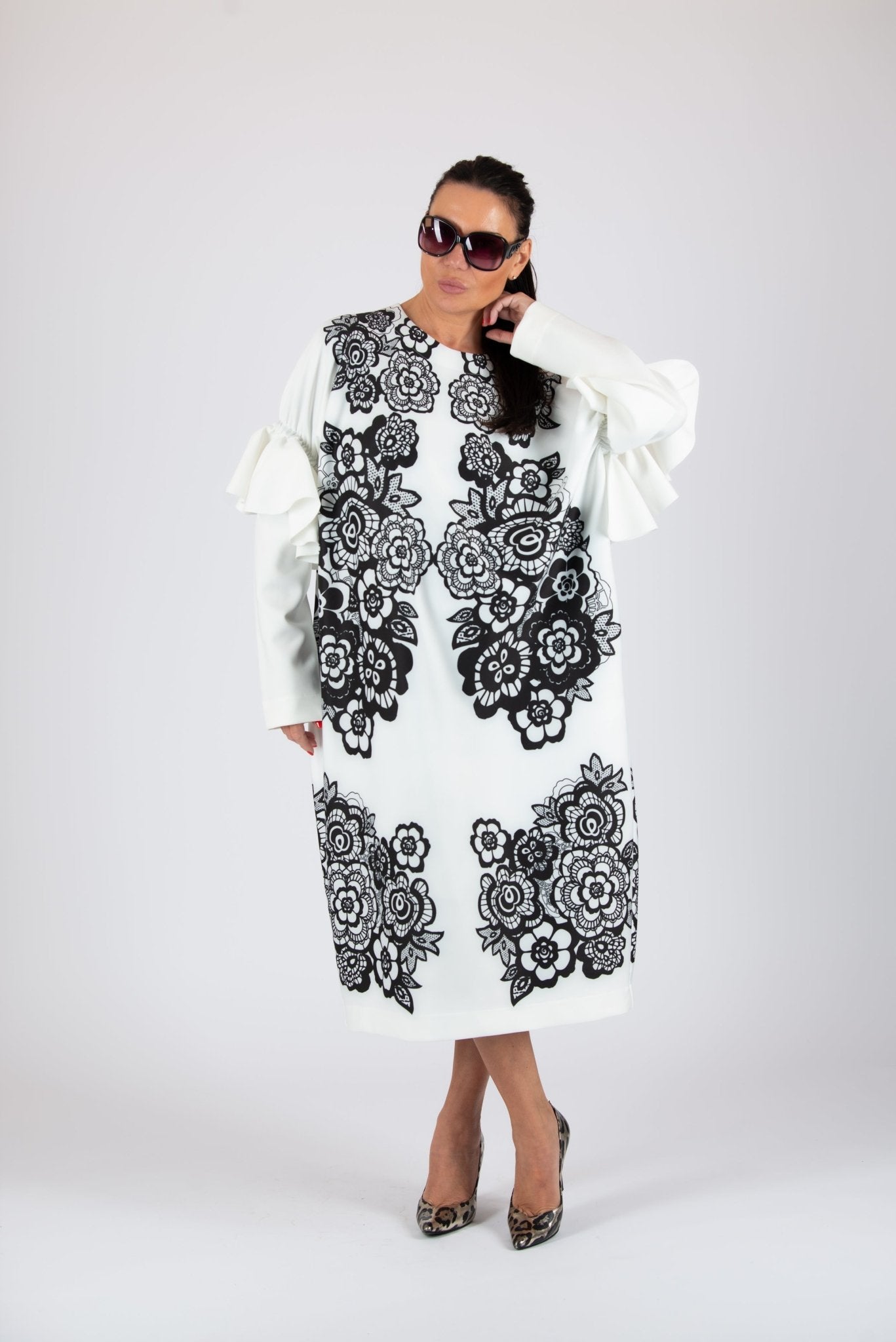 Black and White Neoprene Dress EugFashion 