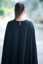 Black Cape Linen Dress JESSICA - EUG Fashion