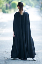 Black Cape Linen Dress JESSICA - EUG Fashion